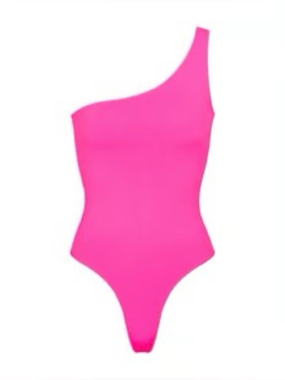 💗 SKIMS Essential One Shoulder Bodysuit | Pink Highlighter | Size S/M | NWT 🏷️